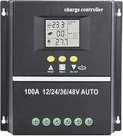 MPPT Solar Charge Controller, 100A 12V/24V/36V/48V Adaptive Solar Panel Regulator with Dual USB Backlit LCD Display Clock Display Solar Controller for Gel Flooded LifePO4 Battery