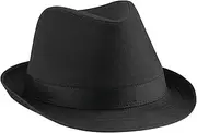 [Beechfield] Unisex Fedora Hat (UK Size: S/M) (Black)