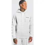 Mens Grey Marl Regular Fit Official Man Tape Hoodie
