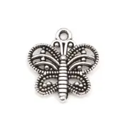 Bulk 50 Butterfly Insect Charms Antique Silver Metal 15 x 14 mm US Seller 858