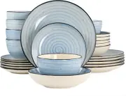 Elama Gia 24 Piece Round Stoneware Dinnerware Set in Light Blue 6 Place Settings