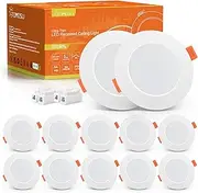Tomosu Downlights for Ceiling Cool White 6000K, 5W LED Downlights Ceiling 450LM, AC 220-240V, Cut Ø75-90mm, Ultra Slim Recessed Ceiling Lights for Bathroom Spot Lights, Non Dimmable, 10 Pack