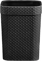 Square Trash Can Wicker Waste Basket Garbage Can Trash Bin Recycle Basket Bin Recycling Bin for Bathroom Bedroom Kitchen Home and Office Orange(Color:Black)