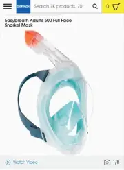 Decathlon/Subea Easy Breath Full Face Snorkel Mask Size M/L