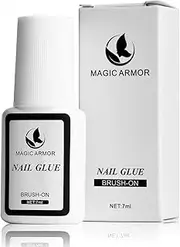 Magic Armor Super Strong Nail Glue for Press On Nails, Brush on Nail Glue Professional Nail Glue for Acrylic Nails Fake Nail Tips Long Lasting Nail Glue Acrylic Nail Glue Extra Strong（7ML/0.23OZ ）