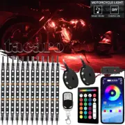 14X Motorcycle LED Light Kit Strips Multi-Color Accent UnderGlow Neon Wheel Pod