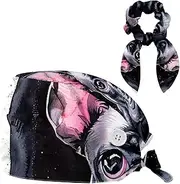 [YTYVAGT] Scrub Caps Women,Scrub Hats Suitable for Women,Bulldog Watercolor Dogs