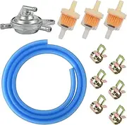 Trkimal Three Head Vacuum Fuel Pump, Fuel Tap, Gas Fuel Filter, Hose Line, Spring Clips for GY6 50cc 150cc 139QMB 157QMJ, ATV, Motorcycle (Three Hole Fuel Pump Sets)