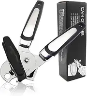 Xoxel 3 in 1 Stainless Steel Manual POP Can Opener with Built in Bottle Opener Stainless Steel Razor-Sharp Blade Ergonomic Design for Easy Safe Opening Black
