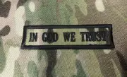 IN GOD WE TRUST EMB PATCH 1X4'' SEW ON BLACK ON MULTICAM