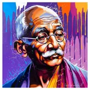 Alexander Ishchenko "Gandhi" Original Acrylic Painting on Canvas Hand Signed