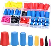 130PCS Silicone Rubber Stoppers, 8 Sizes High Temp Silicone Rubber Protective Tapered Plug Assortment Kit,Masking System Kit Perfect for Powder Coating, Painting, Anodizing, Plating & Media Blasting