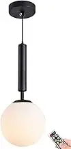 KEFA Not Hardwired Battery Operated Pendant Light, Wireless Battery Powered Ceiling Pendant Lighting, Mid Century White Globe Adjustable Chandelier for Island Kitchen, Dining Room, Bedroom, Bar, Livin