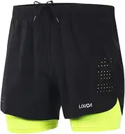[MEIJUN] RAYWE Men's 2-in-1 Running Shorts Quick Drying Breathable Active Training Exercise Jogging Cycling Shorts with Longer Liner