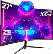 [Gawfolk] 2K 27 Inch Gaming Monitor, 165Hz QHD 2560x1440p 144Hz with AMD FreeSync, Flicker-Free, 2X HDMI 2.0, DP 1.4, Ultra-Thin Frameless Curved Screen PC Monitor