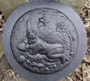 Gnome elf plaque mold plaster cement stepping stone plastic mould 8" x 1/2"