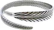 Fancy Link Chain Bracelet. Sterling Silver Bracelet For Women,Women 925 Sterling Silver Bracelet Vintage Boho Feather Cuff Bangle Hand Carve Bracelet Ladies