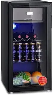 FREEZYMAN Refrigerator 28 Bottles of Wine Single Door Ice Bar, Domestic Wine, Commercial Transparent Tempered Glass Door, Independent Wine Cellar Ice Bar
