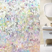 JZS Window Privacy Film, Rainbow Windows Clings, 3D Decorative Windows Vinyl, Stained Glass Window Decals, Static Cling Window Sticker Non-Adhesive,45 x 400cm