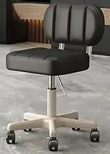 Leather Rolling Swivel Salon Stool Chair with Back Support, Height Adjustable Hydraulic Seat for Office Massage Spa Drafting Tattoo Beauty BarberBlack,A1