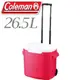 【Coleman 美國 26.5L 拖輪置物型冰桶 粉紅】行動冰箱/保冷冰箱/拉桿式行動冰箱CM-0028JM/悠遊山水