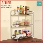 Kitchen Storage Rack Spice Bathroom 3 Tier Organiser Stainless Steel Shelf Jar