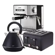 NNEDSZ Pronti Toaster, Kettle & Coffee Machine Breakfast Set - Black
