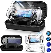 Hard Carrying Case for PS5 Portal, Handheld PS5 Console Hard Case with Clear Cover 2 Screen Protectors 4 Thumb Grips PS5 Portal Accessories Bundle