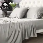 500 Thread Count Natural Bamboo Cotton Bed Sheet Set, Split Queen, Dove