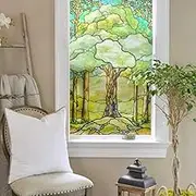 Xijier Tree of Life Privacy Window Film No Glue Window Cling Static Cling Glass Window Film Sliding Door Bathroom Static Cling Stickers Home Décor 23.6"x31.4"(60x80cm)