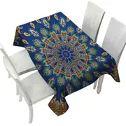 Red Yellow Blue Oriental Paisley Mandala Tablecloth