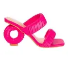 NINETY UNION WOMEN'S ASH PLEATED CIRCULAR HEEL SANDALS - FUCHSIA - Size US9