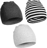 [Bornfad] Baby Cotton Beanies for Boys Toddler Knit Hats Cute Warm Infant Beanies for Baby Girls Toddler Caps-Gray