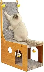 TOMVAES Double Decker Cat Chair with Scratching Board & Bell,Cat House for Scratching, Playing & Resting - Large Space, Easy Assembly Cat Scratcher Lounge Suitable for All Cat Breeds