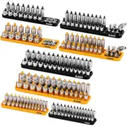 8-Piece Socket Organizer Tray Set - Metric & SAE - Durable ABS Resin - Holds 176 Standard & Deep Sockets - Ideal for Toolboxes Drawers and Mechanics