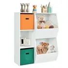 Kids Toy Storage Cubby Bin Floor Cabinet Shelf Organizer w/2 Baskets White