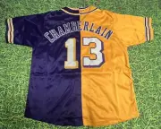 WILT CHAMBERLAIN CUSTOM LOS ANGELES LAKERS SPLIT BASEBALL STYLE JERSEY L