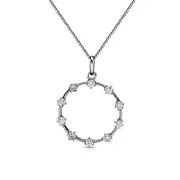 0.25 CT. T.W. Natural Diamond Ten Stone Station Circle Pendant in 10K White Gold