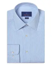David Donahue Trim Fit Fine Line Twill Stripe Dress Shirt