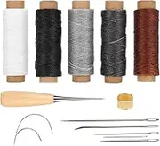 DIY Stitching Craft Tool Upholstery Repair Kit Hand Stitching Tool Set with Wax Thread Log Awl Copper Thimble Needle