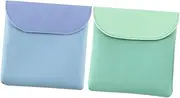 HAMPPLIES 2pcs Adorable Tampon Organizer Pouch Reusable Sanitary Napkin Storage Bag for Women Compact PU Material Nursing Mat for Period Essentials and Travel Green and Blue
