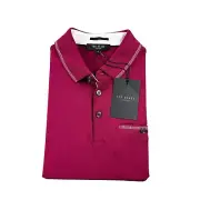 Ted Baker London Red White Tipped Cotton Mens S/S Polo Shirt Size 2 NWT