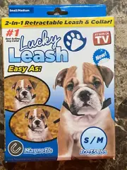 Retractable Magnetic Dog Leash Lucky Leash w/Collar 2-in-1 (S/M) SAME-DAY SHIP