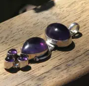 One of Kind Amethyst Crystal Pendant Set in Sterling Silver Stamped 925
