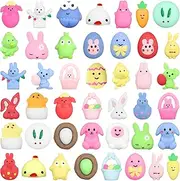 43PCS Easter Mochi Squishy Toys, Easter Basket Stuffers Egg Fillers Gifts Party Favors, Mini Cute Stress Relief Squishies Easter Toys Gift for Kids Adults