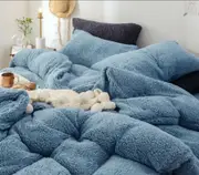 Teddy Bear Fleece Quilt Cover - Blue