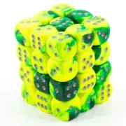 Chessex DND Dice Set D&D Dice-12mm Gemini Green, Yellow, and Silver Plastic P...