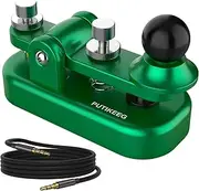 PUTIKEEG Mini Classical Morse Code Key - CW Morse Code Keys Automatic Morse Aluminum Alloy Radio Ham Send Telegram Morse Code Key with Silicone Anti-Slip Foot Pads - Green