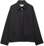 [PTBNRDC] Womens Cropped Jacket Zip Up Lightweight Oversized Coat with Pockets