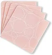MODERN-TWIST Set of 4 Coasters 100% Plastic Free Silicone Tabletop, Dining, Decoration, Modern Design, Pebbles Print, Blush, 4 Count